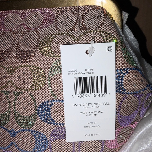 Coach Kisslock Frame Bag 16 in Rainbow (Candy) Crystal Signature Jacquard - Picture 9 of 16